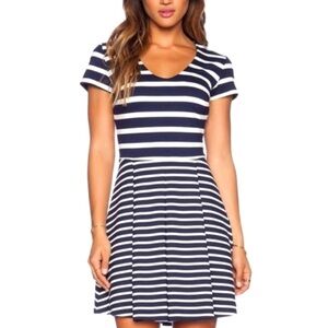 Joie Chikara California Stripe Dress Navy V Neck